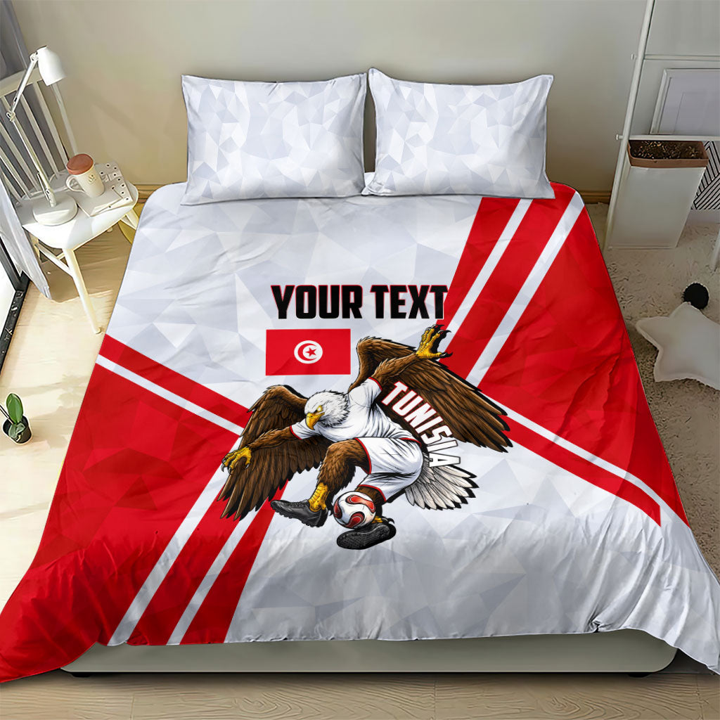 Personalized Tunisia Soccer Bedding Set Tunisia Flag Eagle Football Mascot