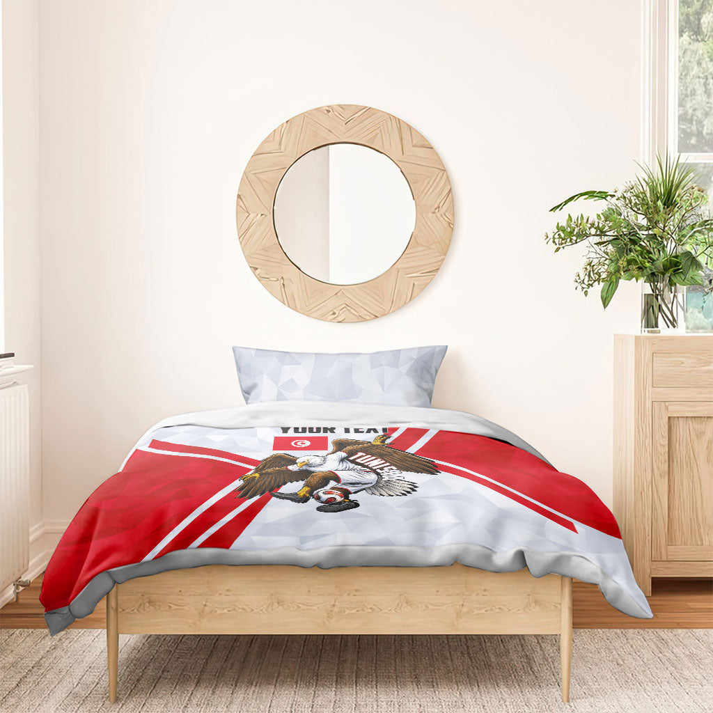 Personalized Tunisia Soccer Bedding Set Tunisia Flag Eagle Football Mascot