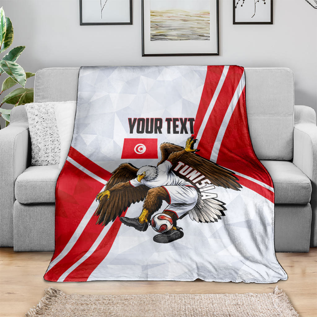 Personalized Tunisia Soccer Blanket Tunisia Flag Eagle Football Mascot