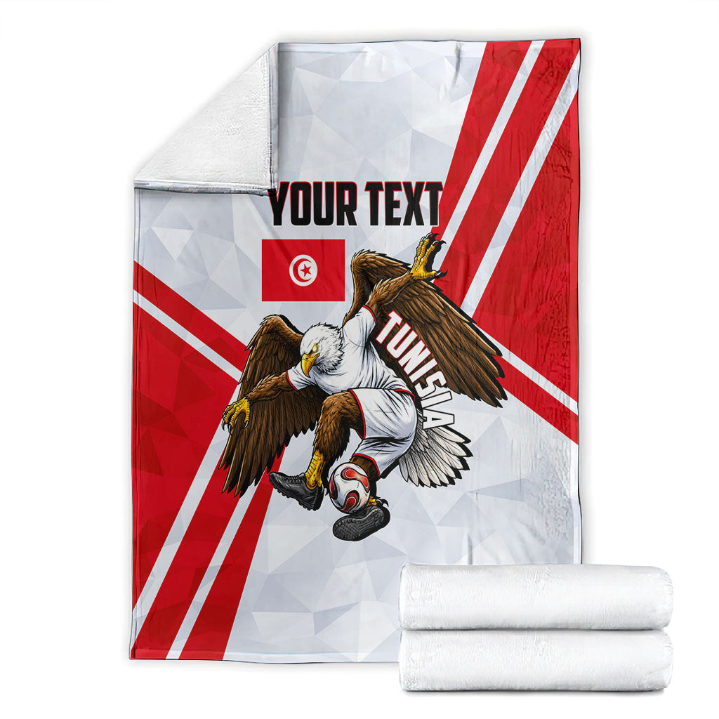 Personalized Tunisia Soccer Blanket Tunisia Flag Eagle Football Mascot