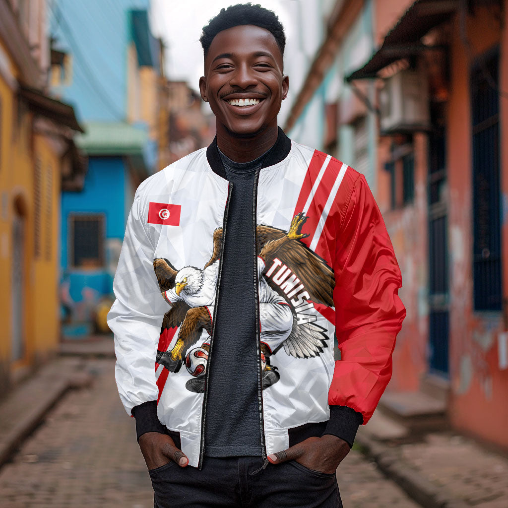 Personalized Tunisia Soccer Bomber Jacket Tunisia Flag Eagle Football Mascot