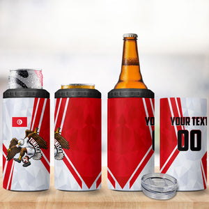 Personalized Tunisia Soccer 4 in 1 Can Cooler Tumbler Tunisia Flag Eagle Football Mascot