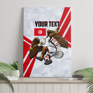 Personalized Tunisia Soccer Canvas Wall Art Tunisia Flag Eagle Football Mascot