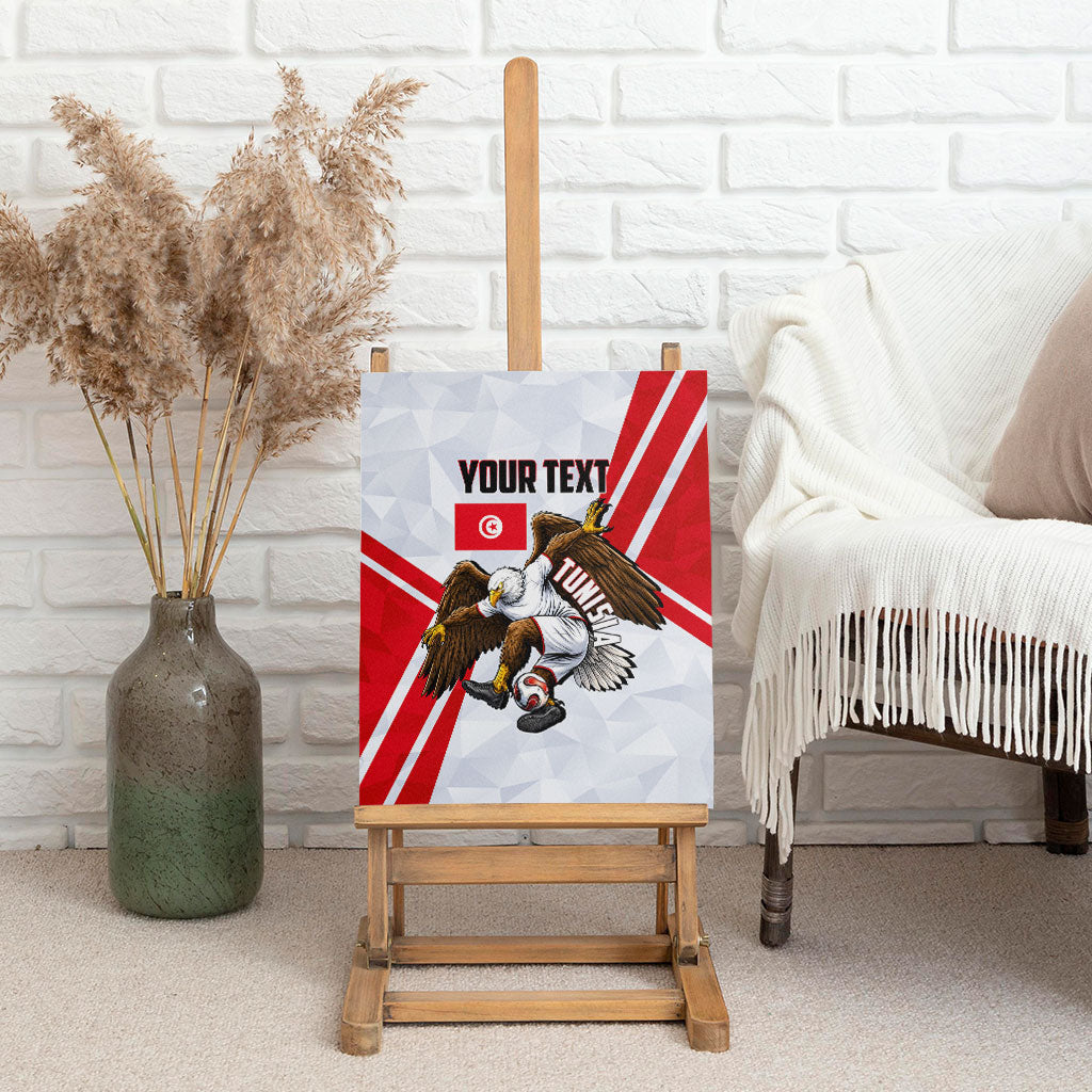 Personalized Tunisia Soccer Canvas Wall Art Tunisia Flag Eagle Football Mascot