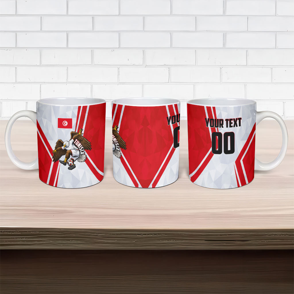Personalized Tunisia Soccer Ceramic Mug Tunisia Flag Eagle Football Mascot