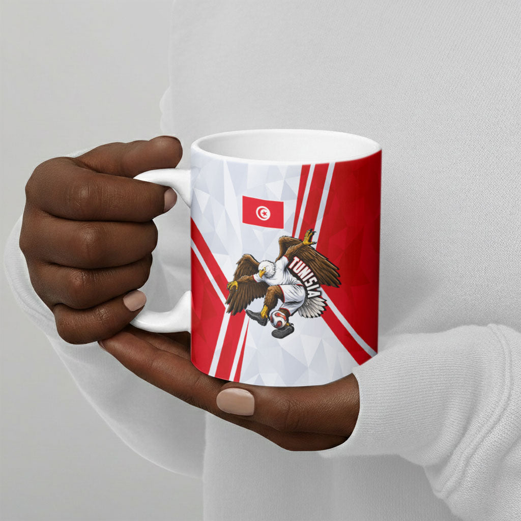 Personalized Tunisia Soccer Ceramic Mug Tunisia Flag Eagle Football Mascot