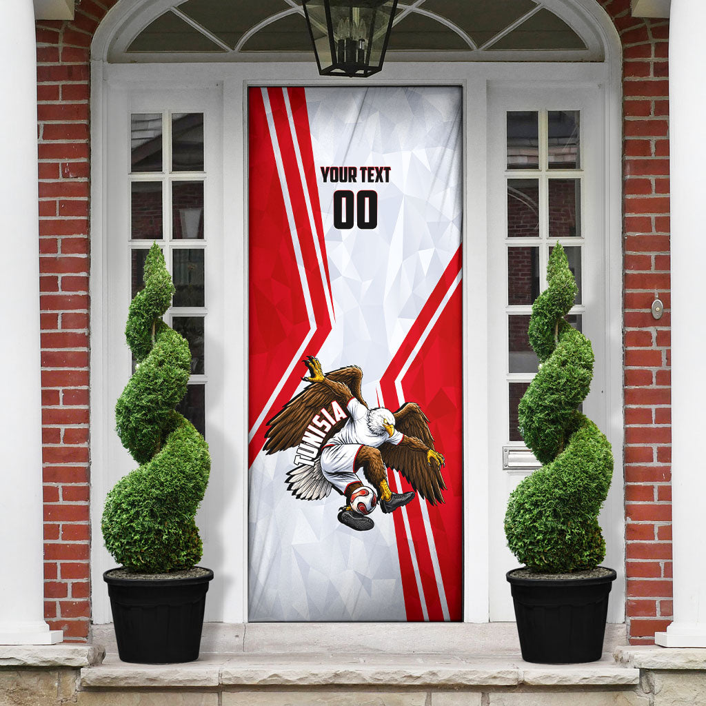 Personalized Tunisia Soccer Door Cover Tunisia Flag Eagle Football Mascot