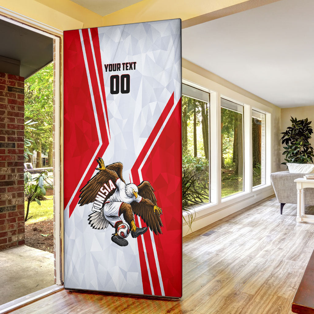 Personalized Tunisia Soccer Door Cover Tunisia Flag Eagle Football Mascot