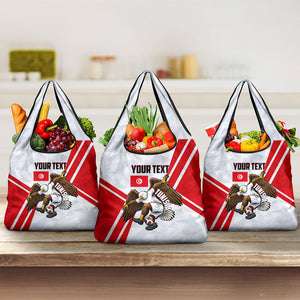 Personalized Tunisia Soccer Grocery Bag Tunisia Flag Eagle Football Mascot