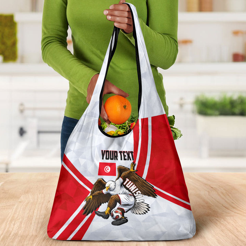 Personalized Tunisia Soccer Grocery Bag Tunisia Flag Eagle Football Mascot