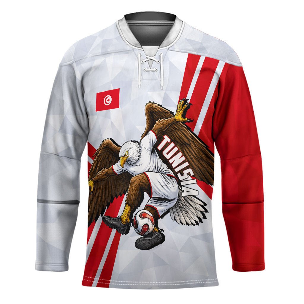 Personalized Tunisia Soccer Hockey Jersey Tunisia Flag Eagle Football Mascot
