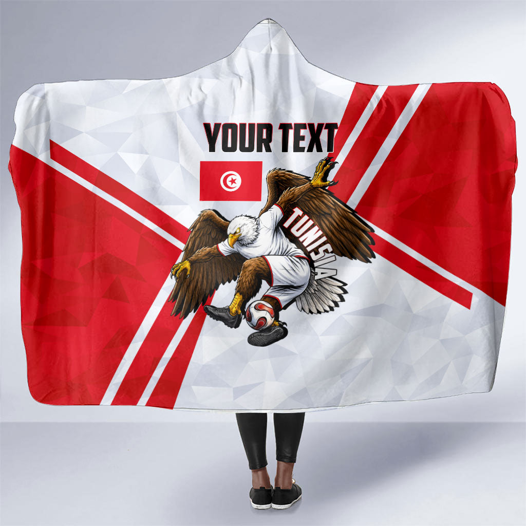 Personalized Tunisia Soccer Hooded Blanket Tunisia Flag Eagle Football Mascot