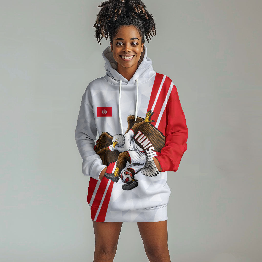 Personalized Tunisia Soccer Hoodie Dress Tunisia Flag Eagle Football Mascot