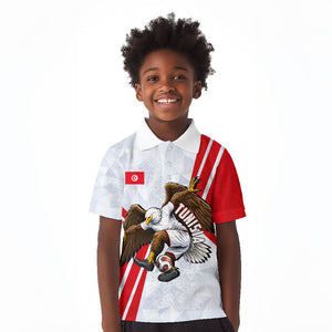 Personalized Tunisia Soccer Kid Polo Shirt Tunisia Flag Eagle Football Mascot
