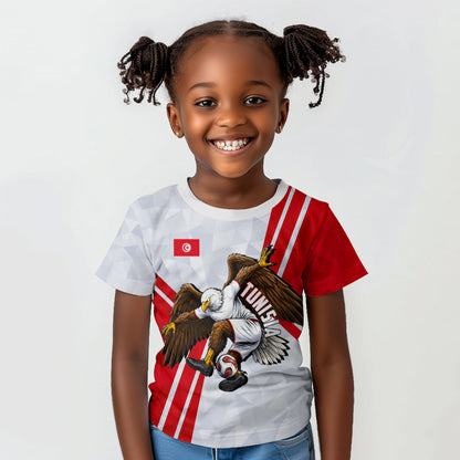 Personalized Tunisia Soccer Kid T shirt Tunisia Flag Eagle Football Mascot