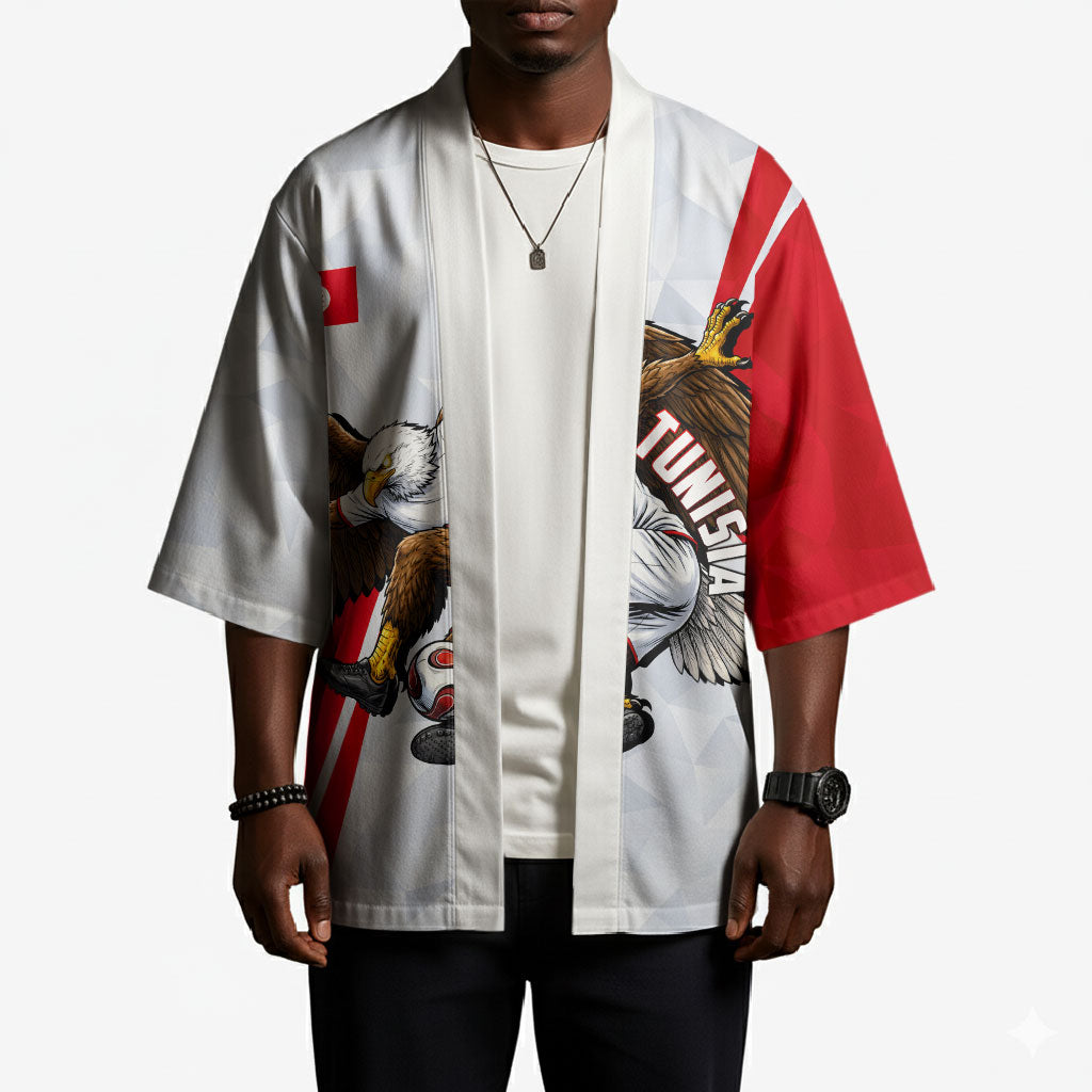 Personalized Tunisia Soccer Kimono Tunisia Flag Eagle Football Mascot