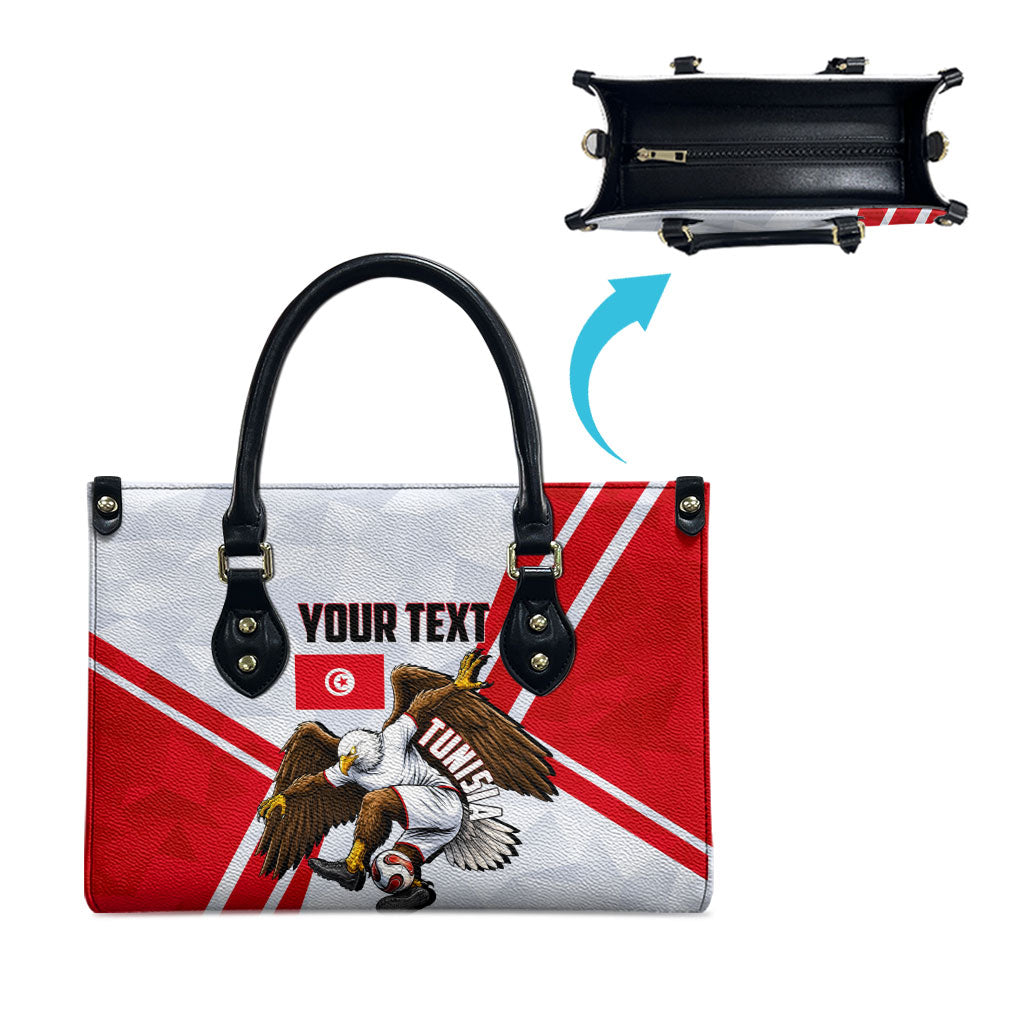 Personalized Tunisia Soccer Leather Bag Tunisia Flag Eagle Football Mascot
