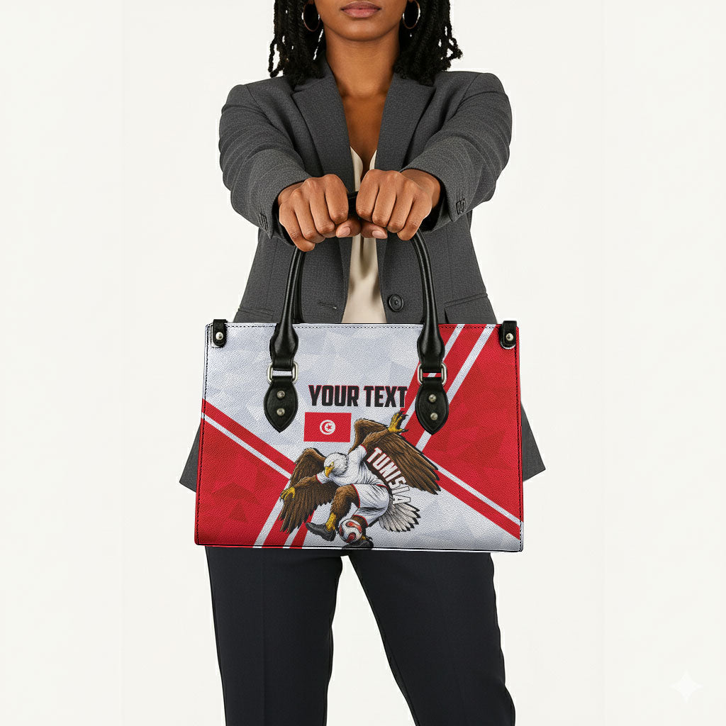 Personalized Tunisia Soccer Leather Bag Tunisia Flag Eagle Football Mascot
