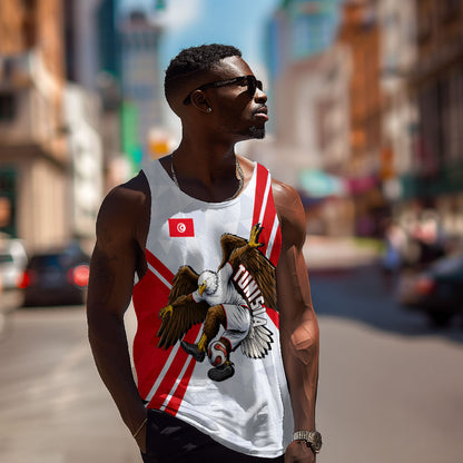 Personalized Tunisia Soccer Men Tank Top Tunisia Flag Eagle Football Mascot