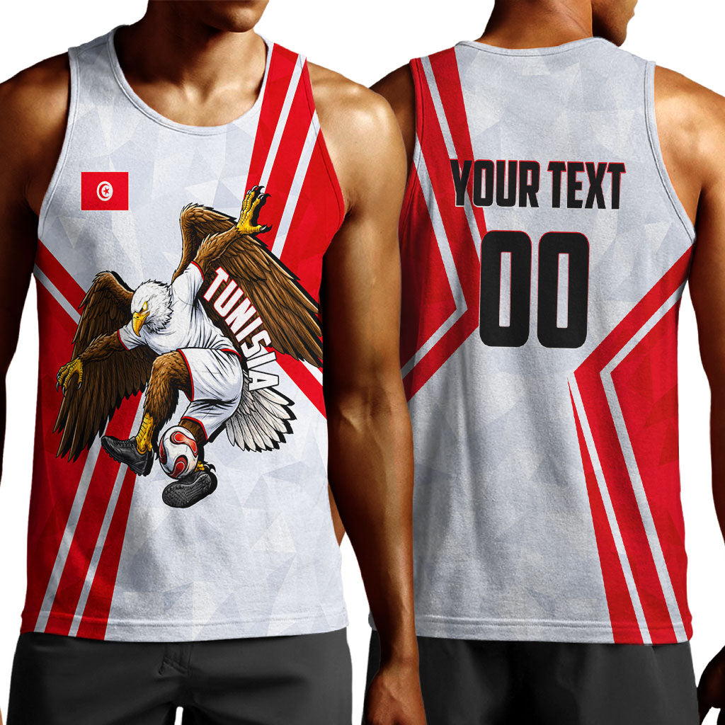 Personalized Tunisia Soccer Men Tank Top Tunisia Flag Eagle Football Mascot