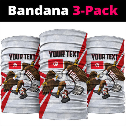 Personalized Tunisia Soccer Neck Gaiter Tunisia Flag Eagle Football Mascot