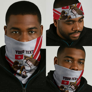 Personalized Tunisia Soccer Neck Gaiter Tunisia Flag Eagle Football Mascot