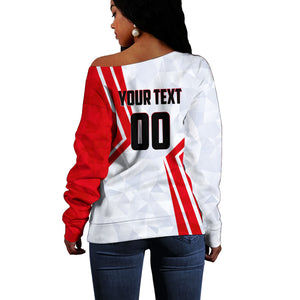 Personalized Tunisia Soccer Off Shoulder Sweater Tunisia Flag Eagle Football Mascot