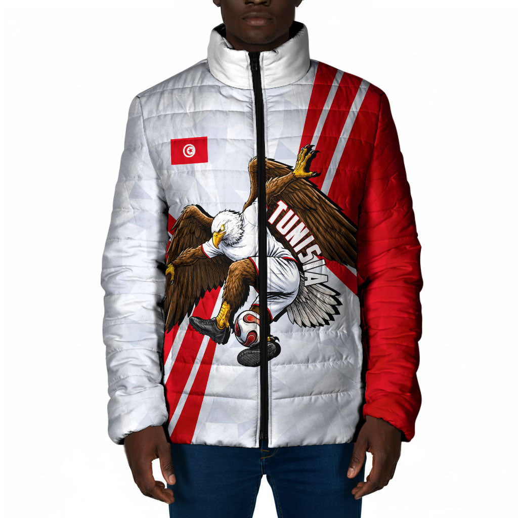 Personalized Tunisia Soccer Padded Jacket Tunisia Flag Eagle Football Mascot