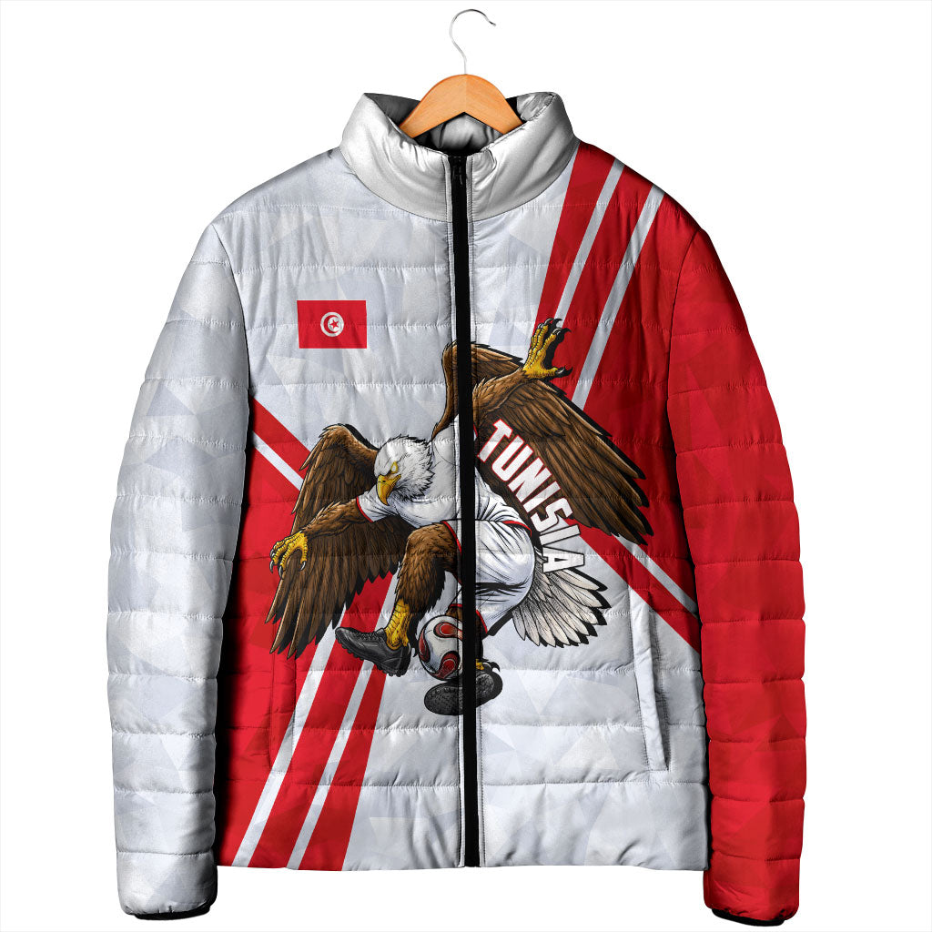 Personalized Tunisia Soccer Padded Jacket Tunisia Flag Eagle Football Mascot