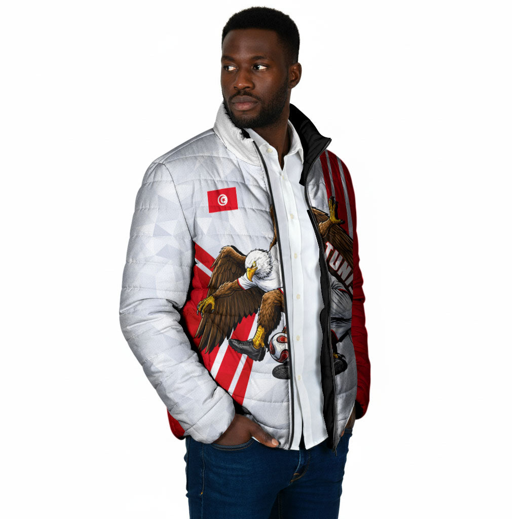 Personalized Tunisia Soccer Padded Jacket Tunisia Flag Eagle Football Mascot