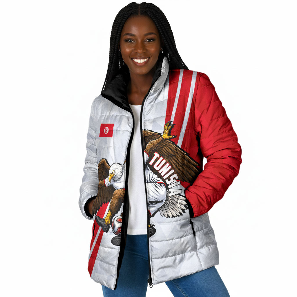 Personalized Tunisia Soccer Padded Jacket Tunisia Flag Eagle Football Mascot