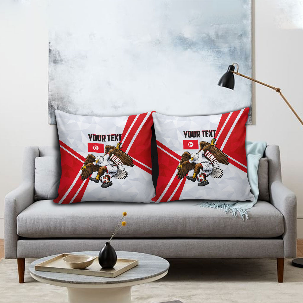 Personalized Tunisia Soccer Pillow Cover Tunisia Flag Eagle Football Mascot