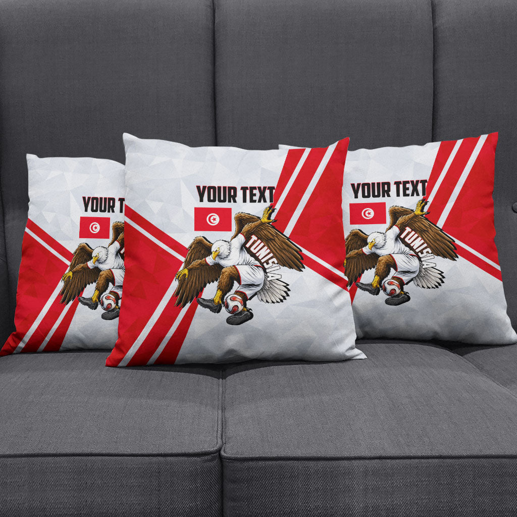 Personalized Tunisia Soccer Pillow Cover Tunisia Flag Eagle Football Mascot