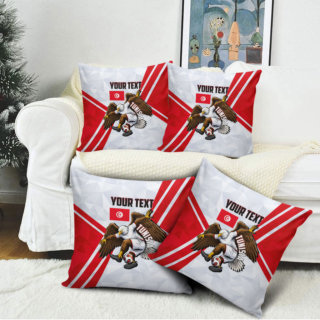 Personalized Tunisia Soccer Pillow Cover Tunisia Flag Eagle Football Mascot