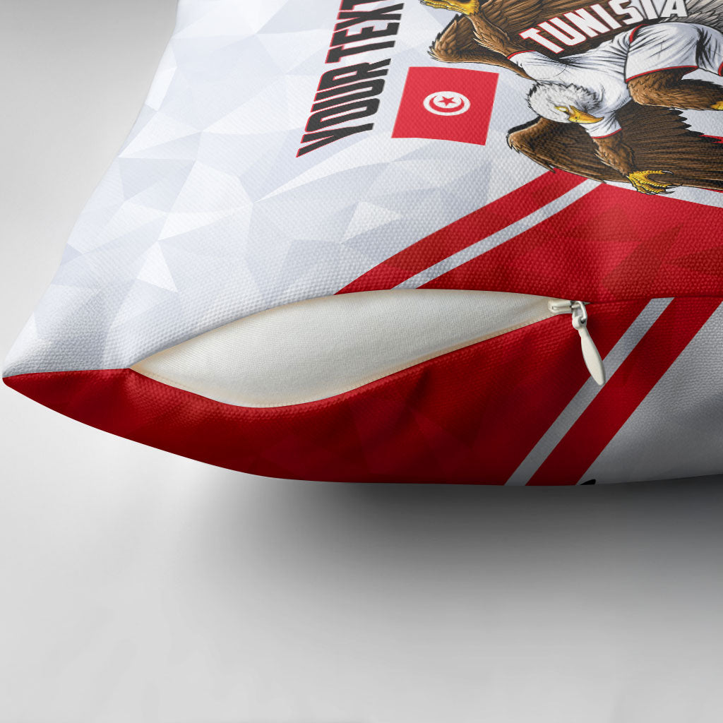 Personalized Tunisia Soccer Pillow Cover Tunisia Flag Eagle Football Mascot