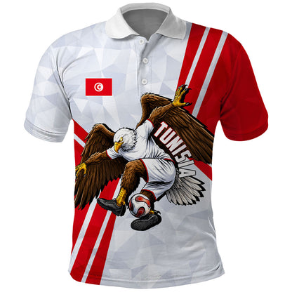 Personalized Tunisia Soccer Polo Shirt Tunisia Flag Eagle Football Mascot