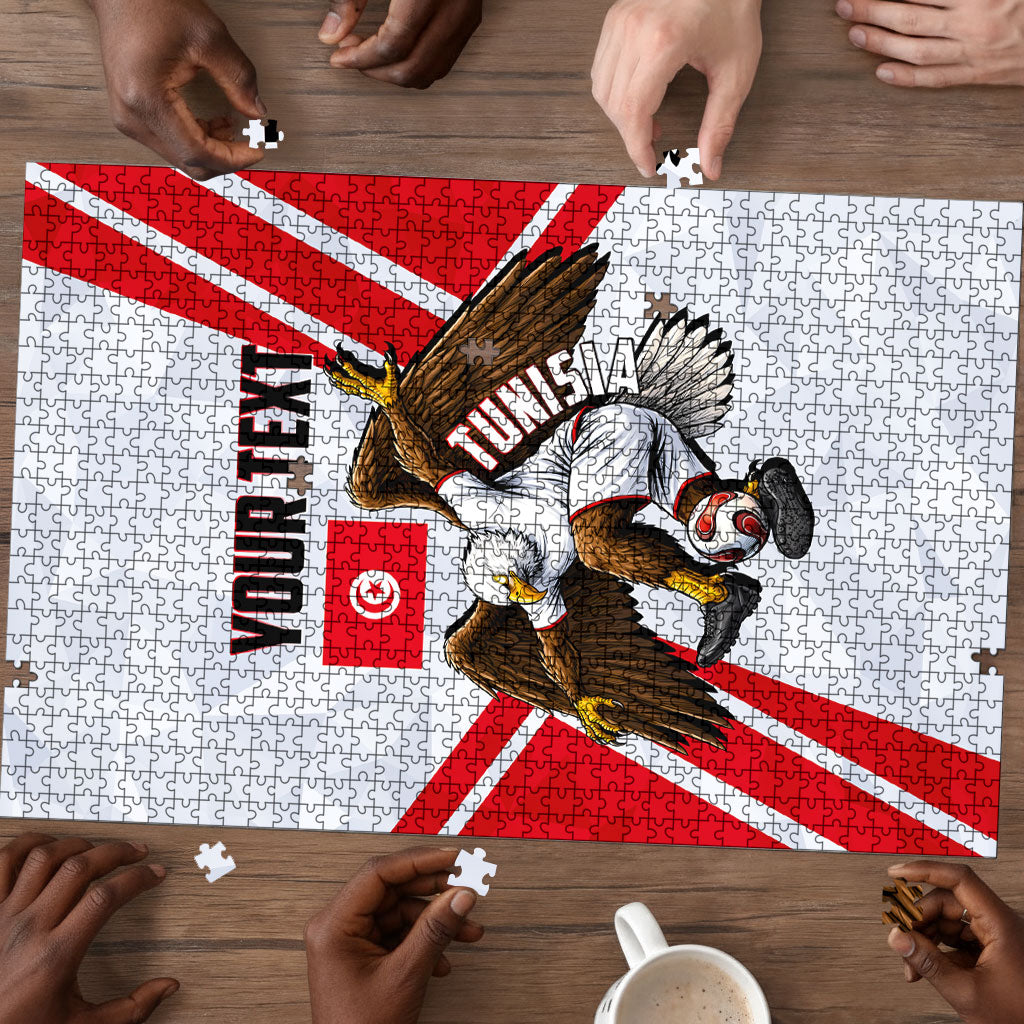 Personalized Tunisia Soccer Puzzle Tunisia Flag Eagle Football Mascot