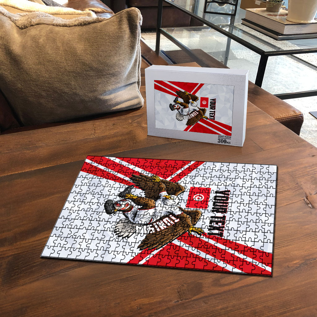 Personalized Tunisia Soccer Puzzle Tunisia Flag Eagle Football Mascot