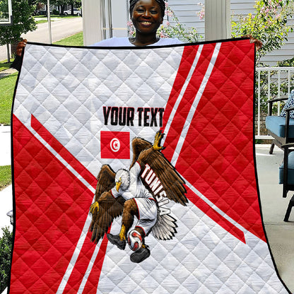Personalized Tunisia Soccer Quilt Tunisia Flag Eagle Football Mascot