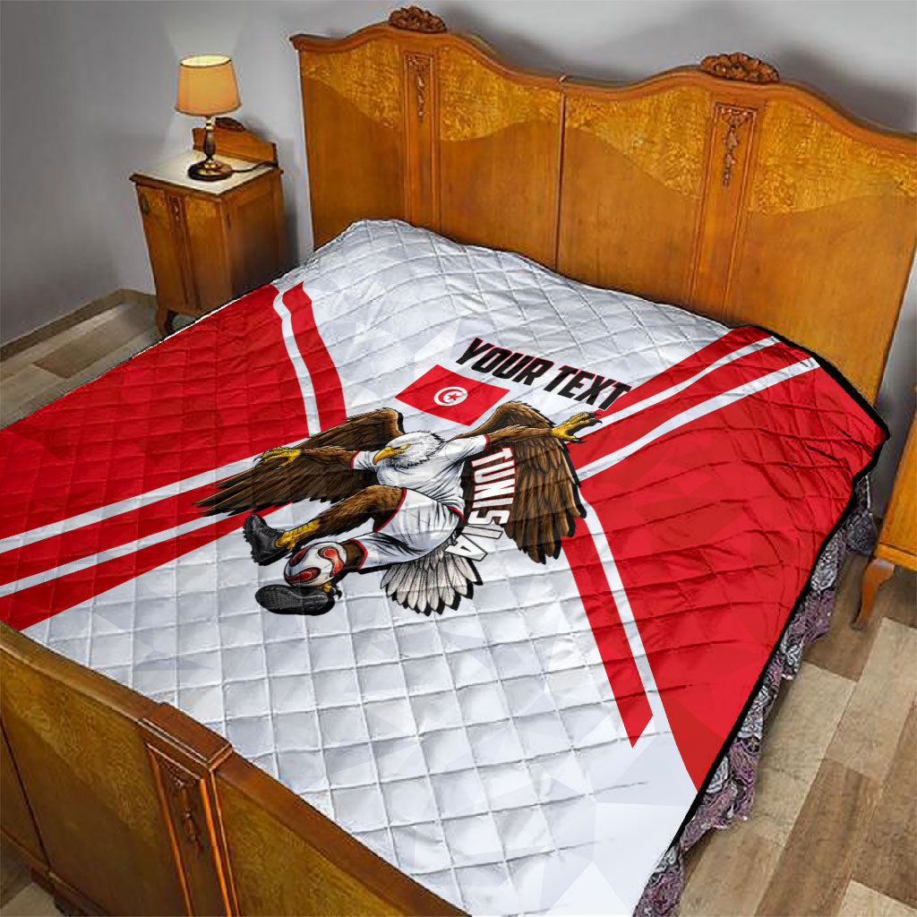 Personalized Tunisia Soccer Quilt Tunisia Flag Eagle Football Mascot