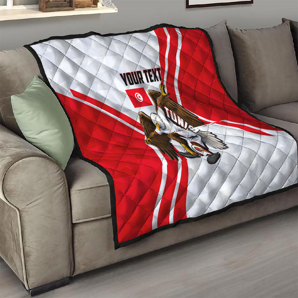 Personalized Tunisia Soccer Quilt Tunisia Flag Eagle Football Mascot