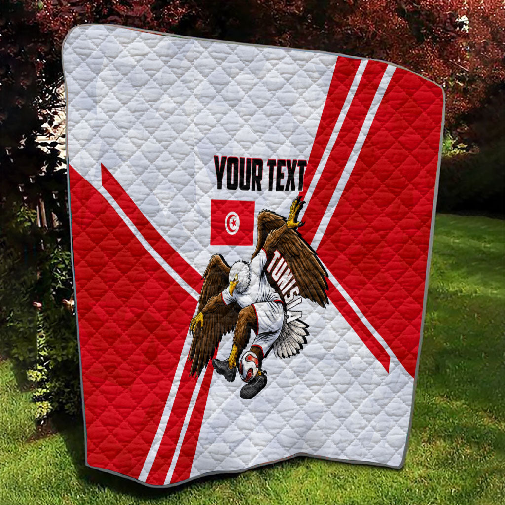 Personalized Tunisia Soccer Quilt Tunisia Flag Eagle Football Mascot