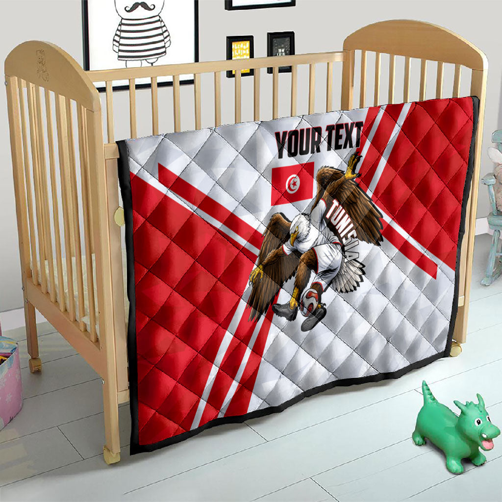 Personalized Tunisia Soccer Quilt Tunisia Flag Eagle Football Mascot