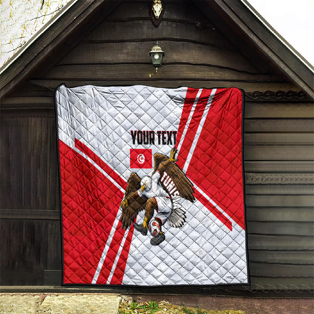 Personalized Tunisia Soccer Quilt Tunisia Flag Eagle Football Mascot