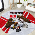 Personalized Tunisia Soccer Round Carpet Tunisia Flag Eagle Football Mascot