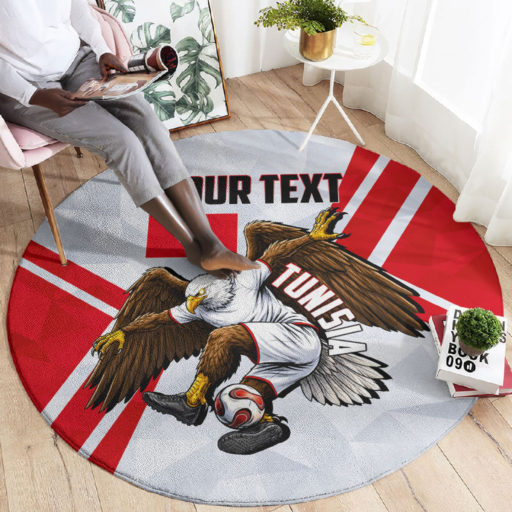 Personalized Tunisia Soccer Round Carpet Tunisia Flag Eagle Football Mascot