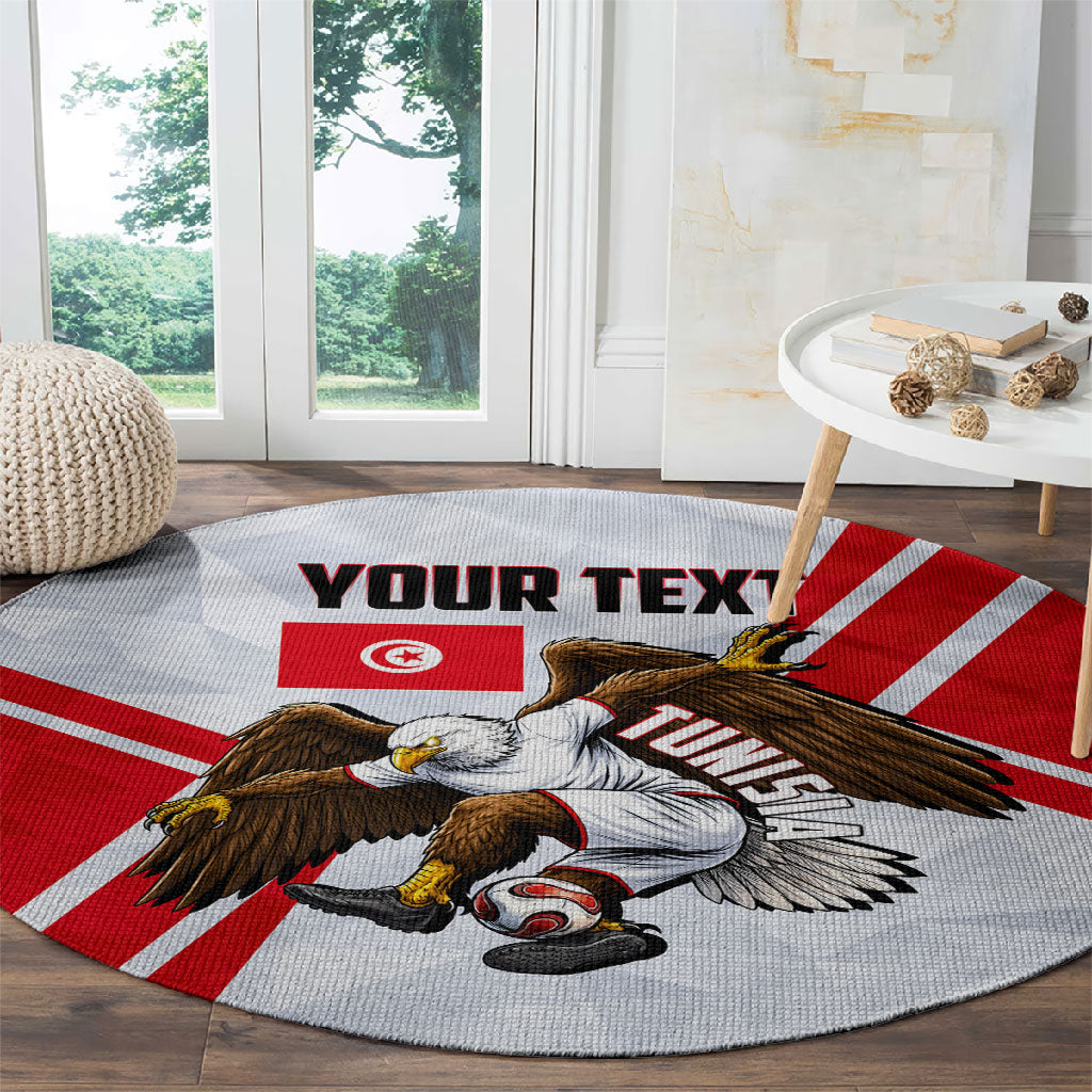 Personalized Tunisia Soccer Round Carpet Tunisia Flag Eagle Football Mascot