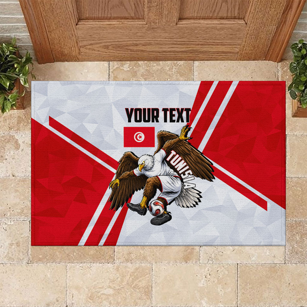 Personalized Tunisia Soccer Rubber Doormat Tunisia Flag Eagle Football Mascot
