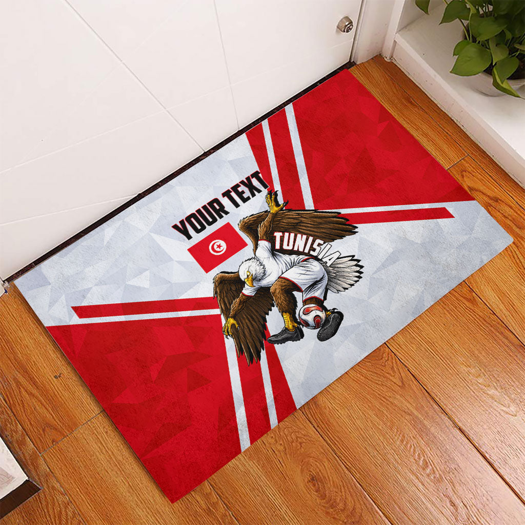Personalized Tunisia Soccer Rubber Doormat Tunisia Flag Eagle Football Mascot