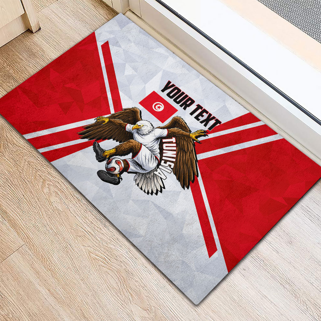 Personalized Tunisia Soccer Rubber Doormat Tunisia Flag Eagle Football Mascot